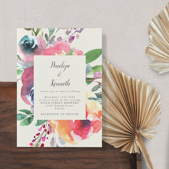 Convites Casamento de Script Elegante Floral Floral da Bold (Criador carregado)