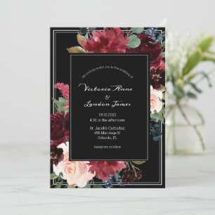 Convites Casamento de Script Elegante Floral Floral de Blus