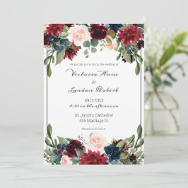 Convites Casamento de Script Elegante Floral Floral de Blus