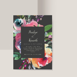 Convites Casamento de Script Elegante Floral Floral de Cinz