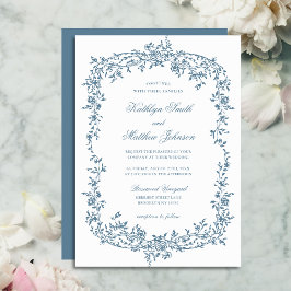 Convites Casamento de Script Elegante Floral Floral de Dust