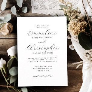 Convites Casamento de Script Elegante Minimalista Simples