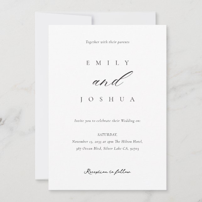 Convites Casamento de Script Elegante Moderno (Frente)
