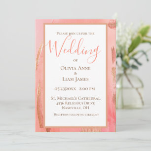 Convites Casamento de Script Elegante Moderno e Rosa Dourad
