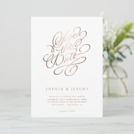 Convites Casamento De Script Elegante Salvar O Rosa De Data