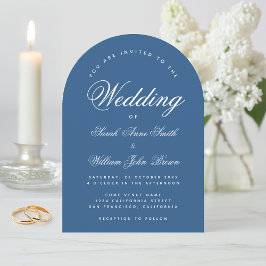 Convites Casamento de Script Elegante Simples com Arca Azul