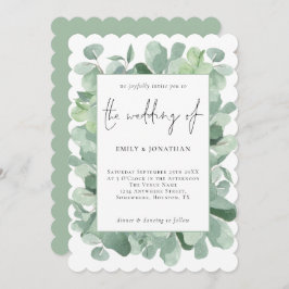 Convites Casamento de Script Eucalyptus Elegante
