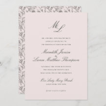 Casamento de Script Floral de Blush de Monograma E