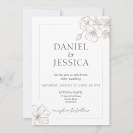 Convites Casamento de Script Floral de Caligrafia Elegante