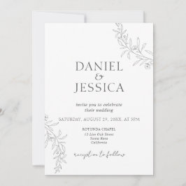 Convites Casamento de Script Floral de Caligrafia Elegante