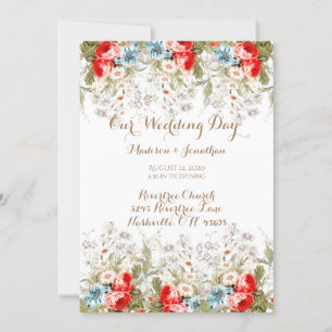 Convites Casamento de Script Floral Elegante