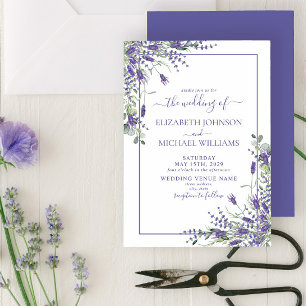 Convites Casamento de Script Floral Elegante da Lavanda Euc