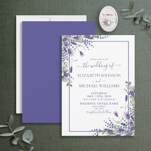 Convites Casamento de Script Floral Elegante da Lavanda Euc