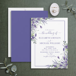 Convites Casamento de Script Floral Elegante da Lavanda Euc