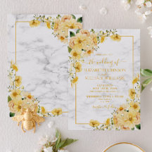 Casamento de Script Floral Floral Amarelo Russo