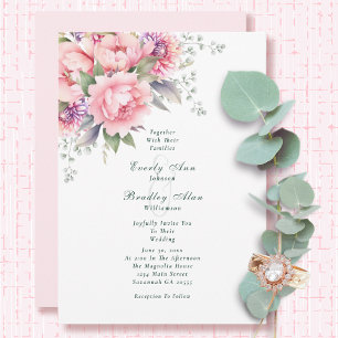 Convites Casamento de Script Floral Floral de Mola Fluvial