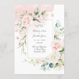 Convites Casamento de Script Floral Floral Floral Romântico
