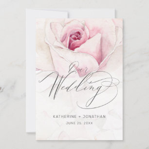 Convites Casamento de Script Floral Floral Rosa Rosa Rosa R