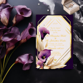 Convites Casamento de Script Floral na moda Purple Calla Li