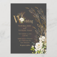 Casamento de Script Floral Russo Marrom Elegante