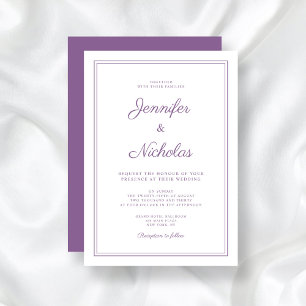 Convites Casamento de Script Lilac Roxo Moderno Elegante