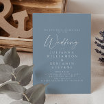 Convites Casamento de Script Minimalista Azul Elegante Dust<br><div class="desc">Convite para Casamento de Script Minimalista Azul Elegante Dusty</div>