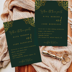 Convites Casamento de Script Minimalista de Amigos Dourados