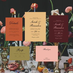 Convites Casamento de Script Minimalista de Cor Sólida Quen