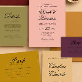 Convites Casamento de Script Minimalista de Cor Sólida Quen