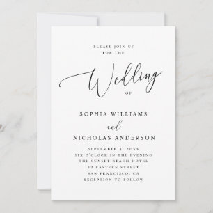 Convites Casamento de Script Minimalista Elegante Clássic
