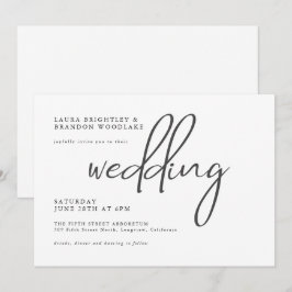 Convites Casamento de Script Minimalista Moderno e Simples 