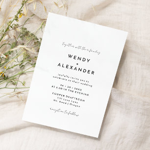 Convites Casamento de Script Moderno Branco