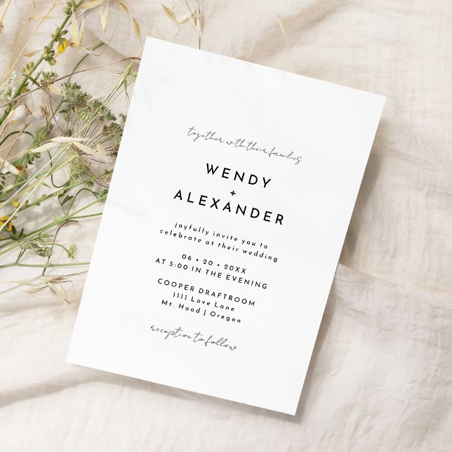 Convites Casamento de Script Moderno Branco (Criador carregado)