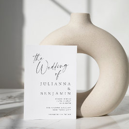 Convites Casamento de Script Moderno Branco Elegante Minima