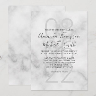 Convites Casamento de Script Moderno Clássico Marble