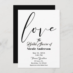 Convites Casamento de Script Moderno do Amor Preto e Branco