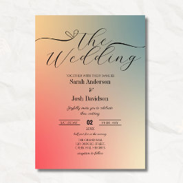 Convites Casamento de Script Moderno do Pastel Gradient Omb