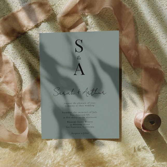 Convites Casamento de Script Moderno e Elegante e Monograma (Criador carregado)