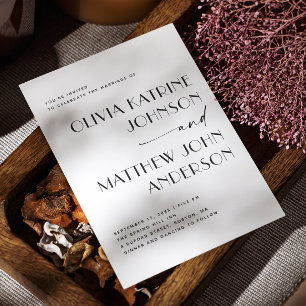 Convites Casamento de Script Moderno   Foto minimalista + c