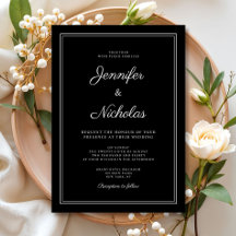 Casamento de Script Negra Formal Moderno Elegante