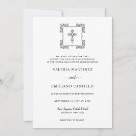 Convites Casamento de Script Negra Valeria Modern com RSVP