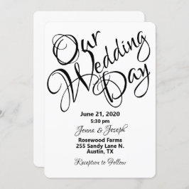Convites Casamento de Script Preto e Branco
