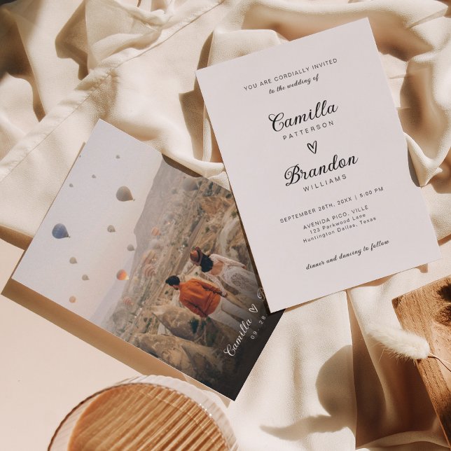 Convites Casamento de Script Romântico Minimalista (Criador carregado)