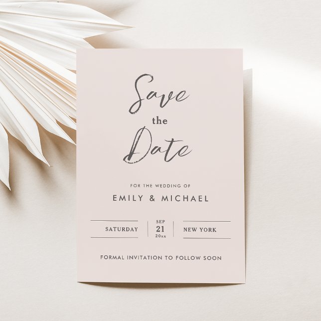 Convites Casamento de Script Rosa-Rosa-Blush Elegante Salva (Criador carregado)