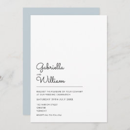 Convites Casamento de Script Simples Preto e Branco