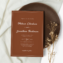 Convites Casamento de Script Terracotta Rustic Border Class