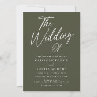 Casamento de Script Verde-Azeite Moderno