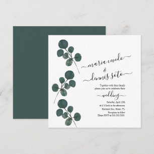 Convites Casamento de Script Watercolor Eucalyptus Greenery