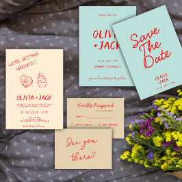 Convites Casamento de Script Whimsical Colorido Moderno