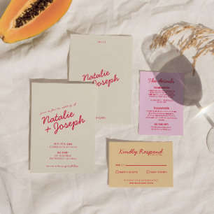 Convites Casamento de Script Whimsical Colorido Moderno